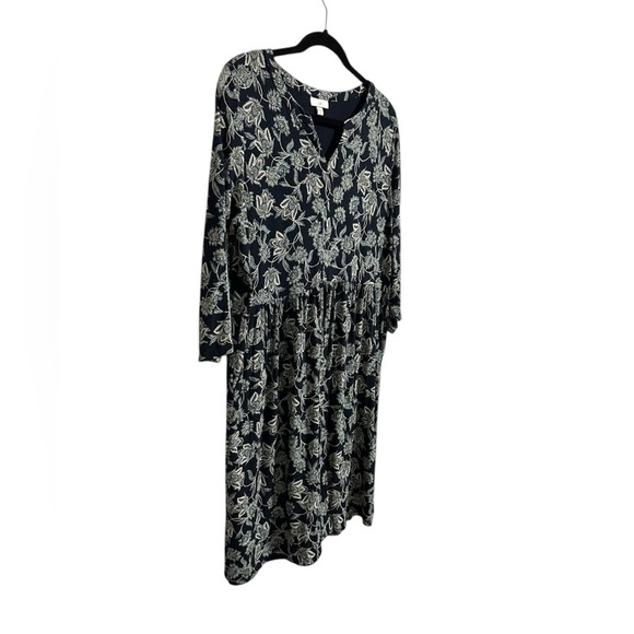 J. Jill Green Paisley Floral Cottagecore 3/4 Sleeve V-Neck Dress Relaxed Size M - Picture 3 of 11